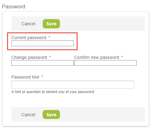Current Password field