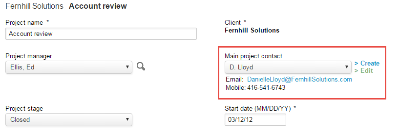 Create And Edit Project Contacts Directly From The Properties Page