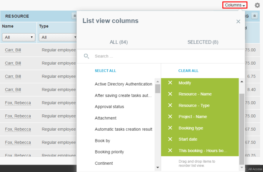 Improved Selector For List View Customization