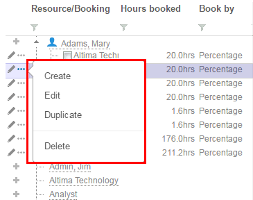 New Contextual Menu In Booking Planner Outline
