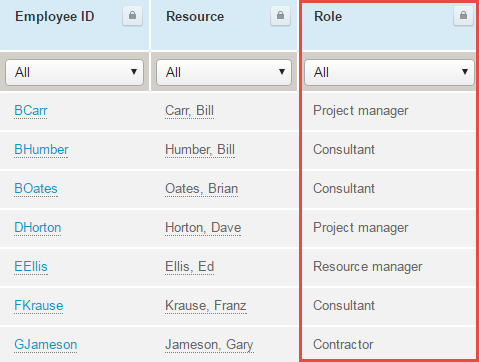 Role Field in Resources List View