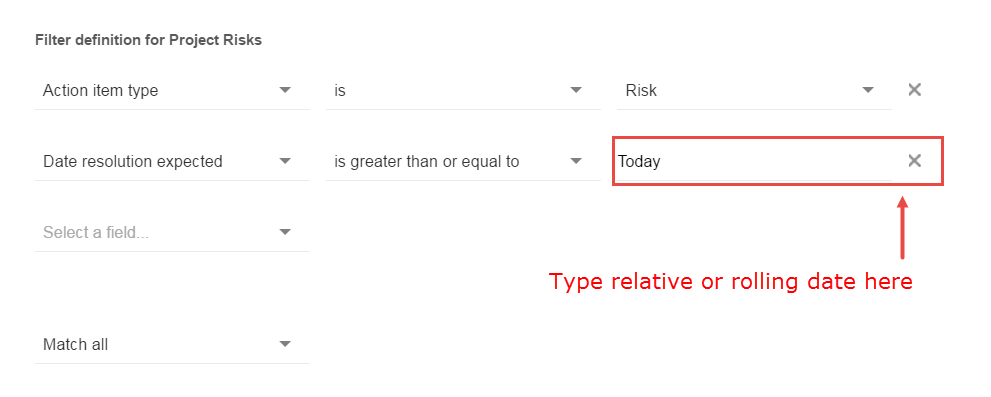Rolling and Relative Date Filters in List View Advanced Filters and Project Status Summaries